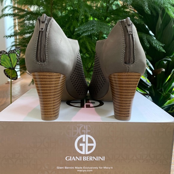 Giani Bernini Dark Taupe Peep Toe Booties - Picture 3 of 6